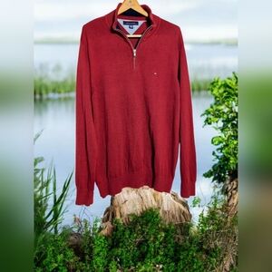 Tommy Hilfiger sz XXL Men's Red Quarter-Zip Sweater